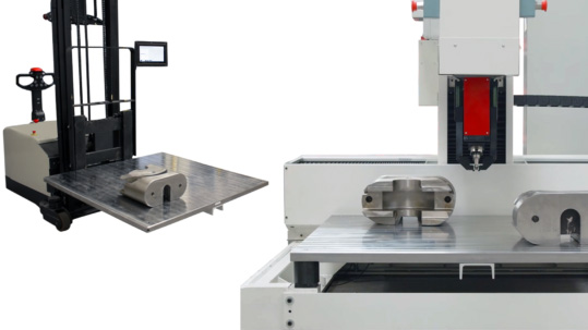 Line hardness tester integrated with automatic forklifts AGVs