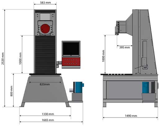 Integral Revolver hardness tester with integrated milling system layout