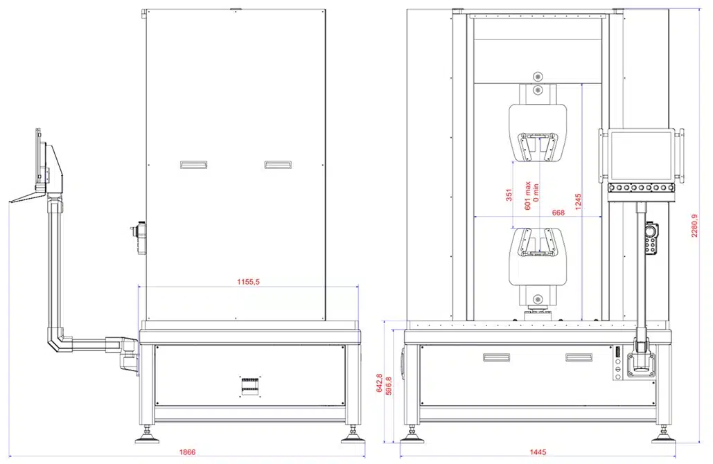 Layout macchina di trazione 300 kN