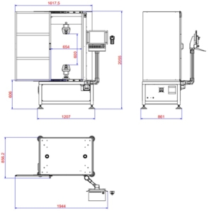 Layout macchina universale per prove di trazione 100 kN